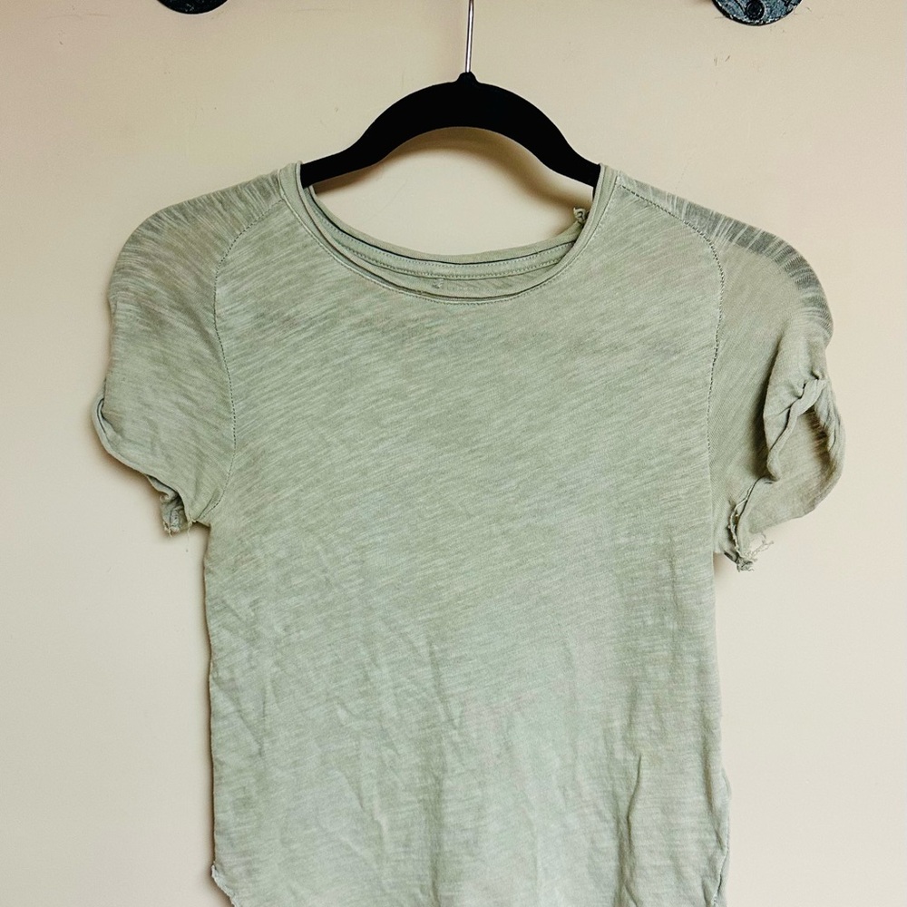 We The Free Sage Green Short Sleeve Distressed Tee